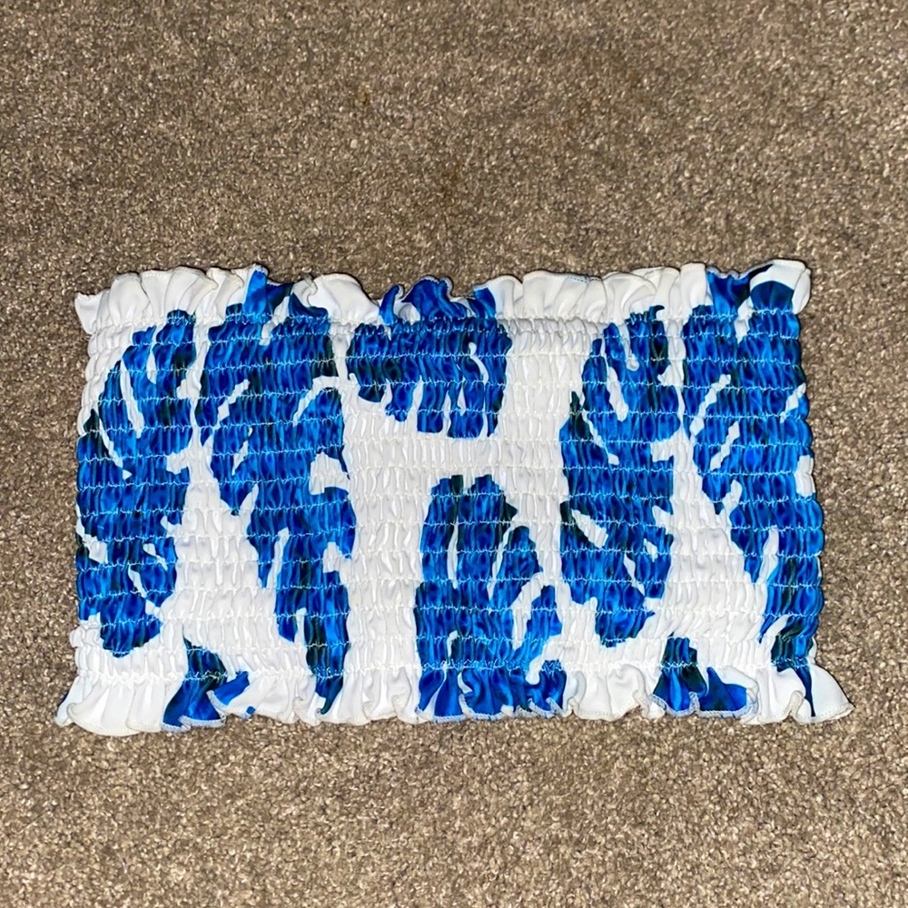 Shein Small Blue Leaf Lace-Up Bandeau